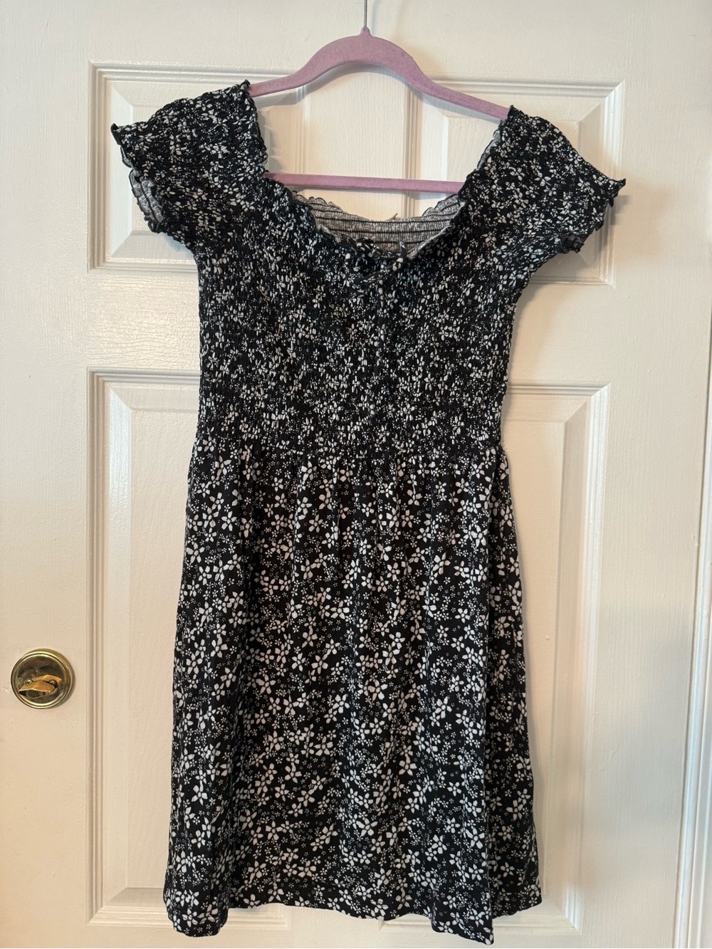 Roxy Black Floral Smocked Mini Dress